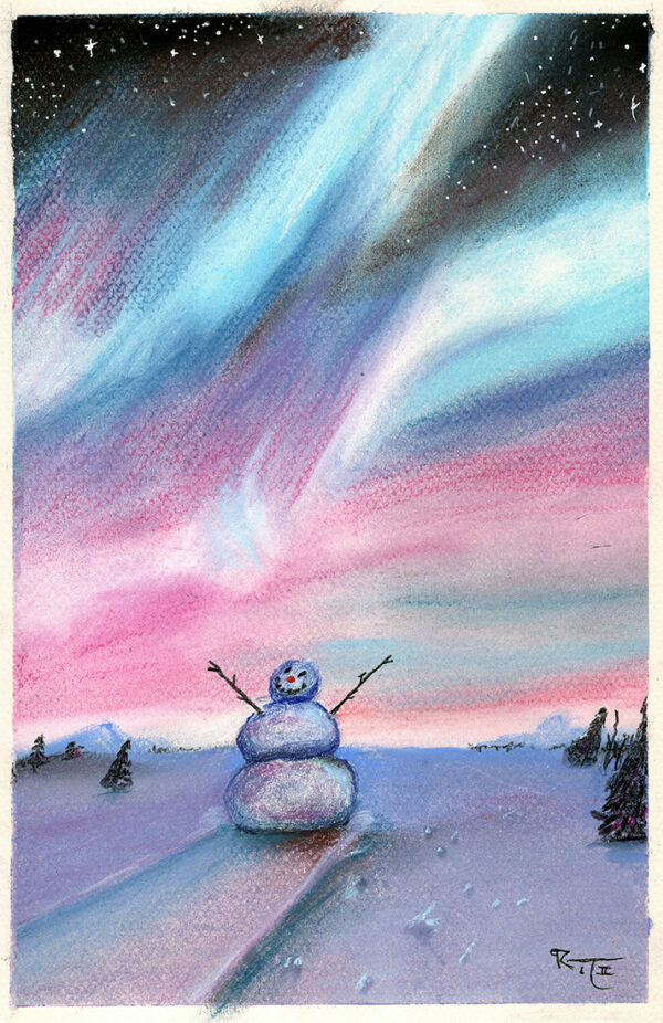 Northern Lights Snowman