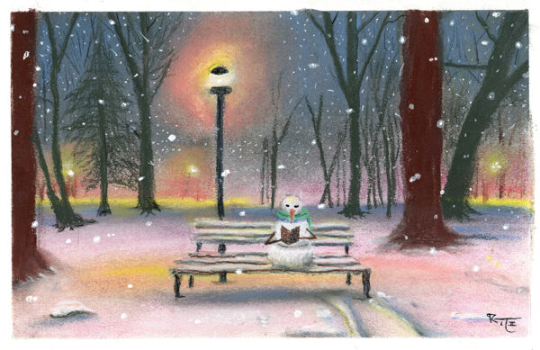 Snowwoman Reading in the Park